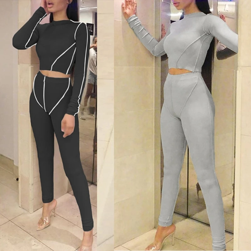 Women 2 Piece Workout Outfits Set Stacked Long Sleeve Crop Top High Waist Bodycon Leggings Stitching Striped Fitness Sports Trac
Women 2 Piece Workout Outfits Set Stacked Long Sleeve Crop Top High Waist Bodycon Leggings Stitching Striped Fitness Sports Trac