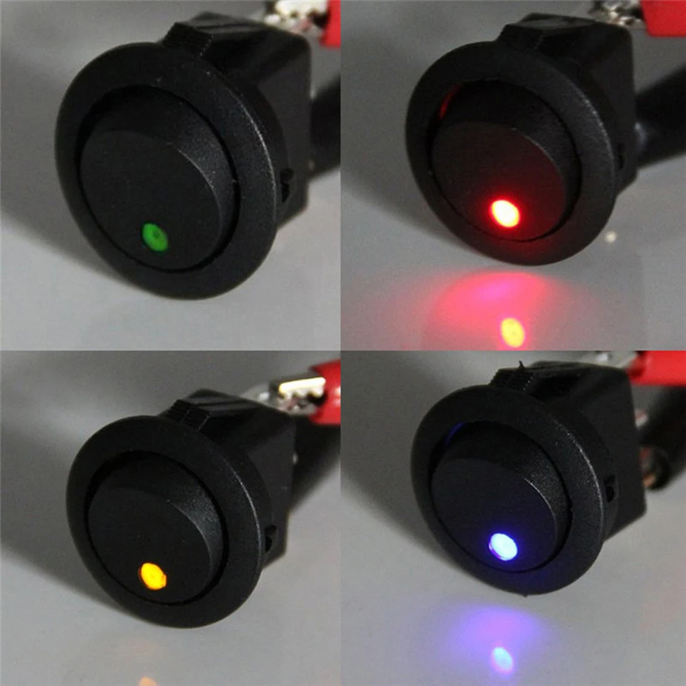 

Rocker Switches Plastic Black 4Pcs Round Rocker chassis lights dome lights 4Pc DC12V SPST 2 Poles Design 3 Pins