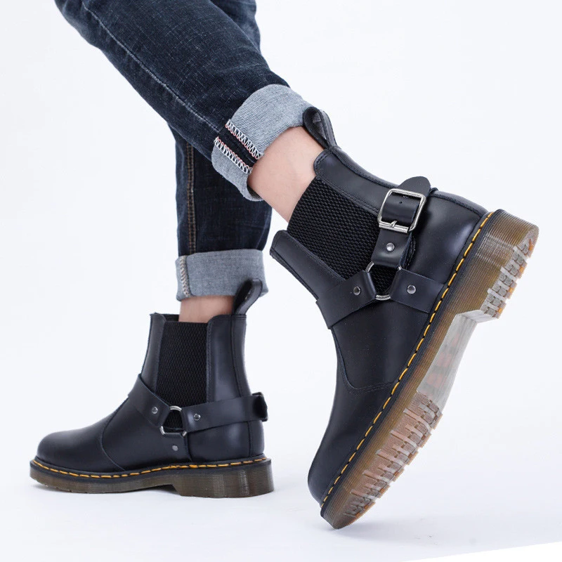 Luxury Brand Couple Chelsea Martin Boots Handsome Comfortable Unisex Boots Buckle Black Round Toe Casual Soft Leather Shoes
Luxury Brand Couple Chelsea Martin Boots Handsome Comfortable Unisex Boots Buckle Black Round Toe Casual Soft Leather Shoes