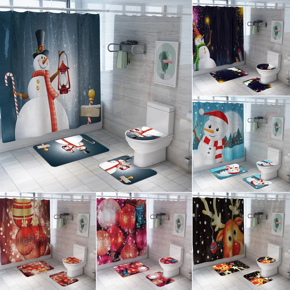 3D Merry Christmas Bathroom Set Snowman Elk Balloon Pattern Waterproof Shower Curtain Toilet Cover Mat Non Slip Rug Home Decor
3D Merry Christmas Bathroom Set Snowman Elk Balloon Pattern Waterproof Shower Curtain Toilet Cover Mat Non Slip Rug Home Decor