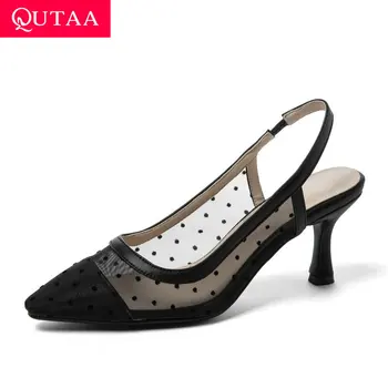 QUTAA 2020 Sexy Pointed Toe Polka Dot Sandals Thin Heel Summer Ladies Shoes PU Leather Mesh Back Strap Women Pumps Size 34-43
QUTAA 2020 Sexy Pointed Toe Polka Dot Sandals Thin Heel Summer Ladies Shoes PU Leather Mesh Back Strap Women Pumps Size 34-43