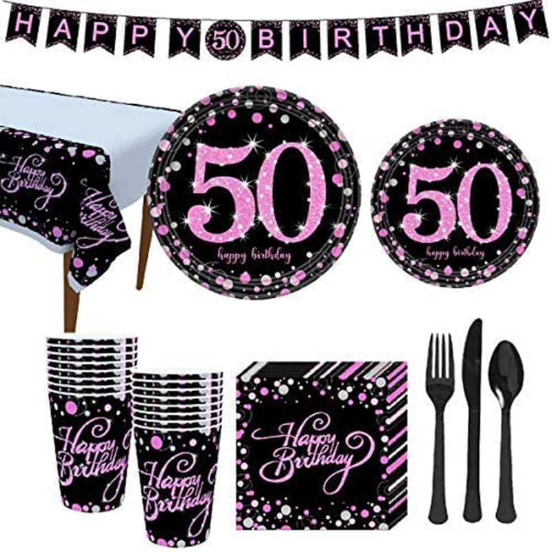 50th Pink Gold Disposable Tableware Paper Plates Napkins Cups For Parents 50th Happy Birthday Party Supplies
50th Pink Gold Disposable Tableware Paper Plates Napkins Cups For Parents 50th Happy Birthday Party Supplies