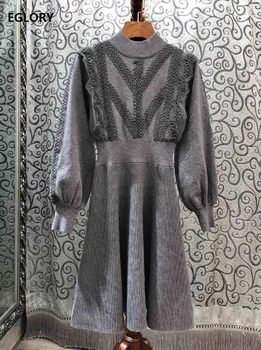 High Quality Sweater Dress 2019 Autumn Winter Grey Black Knitted Dress Women Hollow Out Lace Embroidery Patchwork Dress Knitwear
High Quality Sweater Dress 2019 Autumn Winter Grey Black Knitted Dress Women Hollow Out Lace Embroidery Patchwork Dress Knitwear