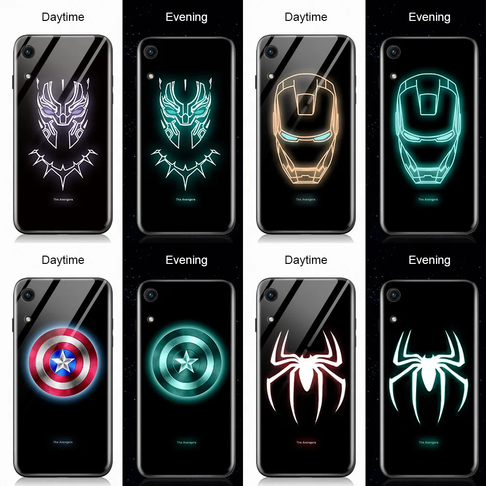 Светящийся в темноте чехол из закаленного стекла для Huawei Y5 Y6 Y7 Pro Y9 Prime 2018 2019 Y5S Y9S Y7P