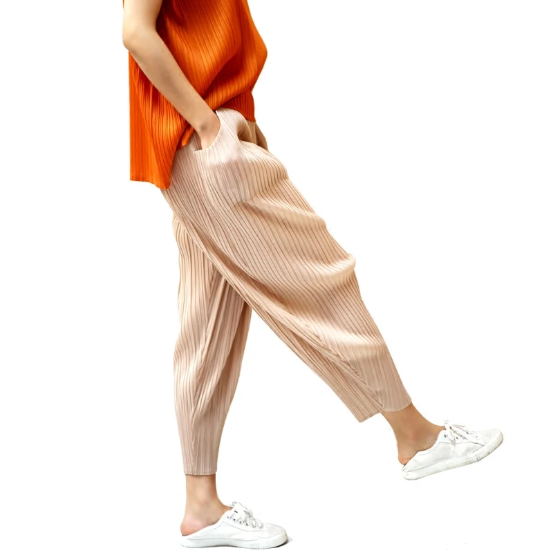 Женские Плиссированные шаровары Miyak Длинные свободные брюки с эластичной