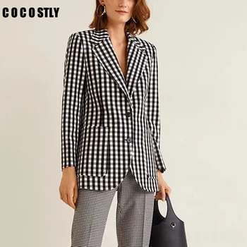 women plaid pockets blazer female long sleeve high street jacket elegant office lady blazer casual brand suits
women plaid pockets blazer female long sleeve high street jacket elegant office lady blazer casual brand suits