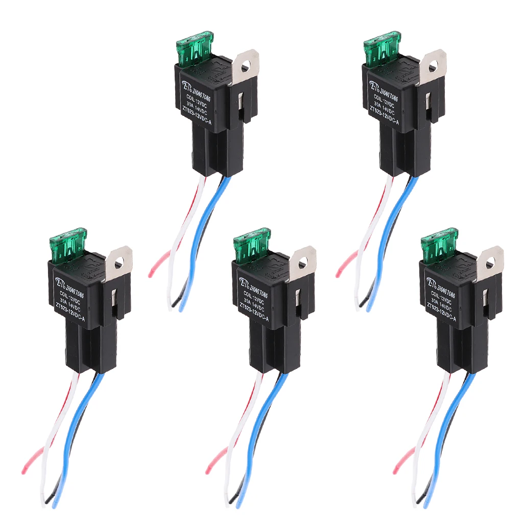 5 Set Of Car 30A AMP 12V Relay Kit For Fan Fuel Pump Light 4Pin 4 Wire SPST 5 Set Of Car 30A AMP 12V Relay Kit For Fan Fuel Pump Light 4Pin 4 Wire SPST