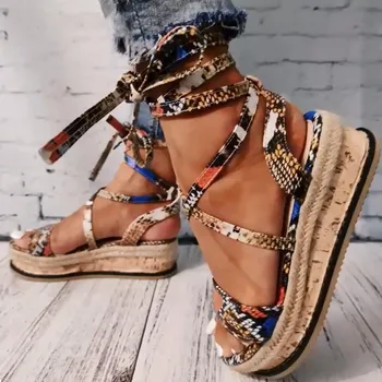 2020 Wedges heels Fashion Wholesale Shoelaces Snake Printed Summer INS Hot Shoes Women Sandals Big Size
2020 Wedges heels Fashion Wholesale Shoelaces Snake Printed Summer INS Hot Shoes Women Sandals Big Size