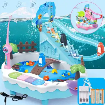 Kids Fishing Toys Electric Water Cycle Electric Magnetic Fishing Toy Penguin Climb Stairs Track Music Piano Light Electric 
Kids Fishing Toys Electric Water Cycle Electric Magnetic Fishing Toy Penguin Climb Stairs Track Music Piano Light Electric