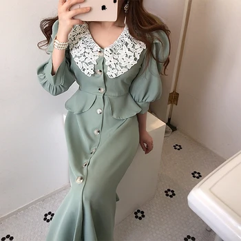 Summer Long Women Dress 2020 New Arrival Half Sleeve Lace Trim V-neck High Waist Ladies Dresses Elegant Casual Vintage Vestido
Summer Long Women Dress 2020 New Arrival Half Sleeve Lace Trim V-neck High Waist Ladies Dresses Elegant Casual Vintage Vestido