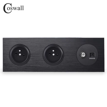 Coswall Aluminum Metal Panel Double French Standard Wall Socket + Female TV Connector With CAT5E RJ45 Computer Jack R12 Series
Coswall Aluminum Metal Panel Double French Standard Wall Socket + Female TV Connector With CAT5E RJ45 Computer Jack R12 Series