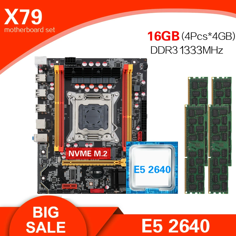 Комплект материнской платы Kllisre X79 набор для Xeon E5 2640 LGA 2011 4 шт. x ГБ = 16 Гб 1333 DDR3