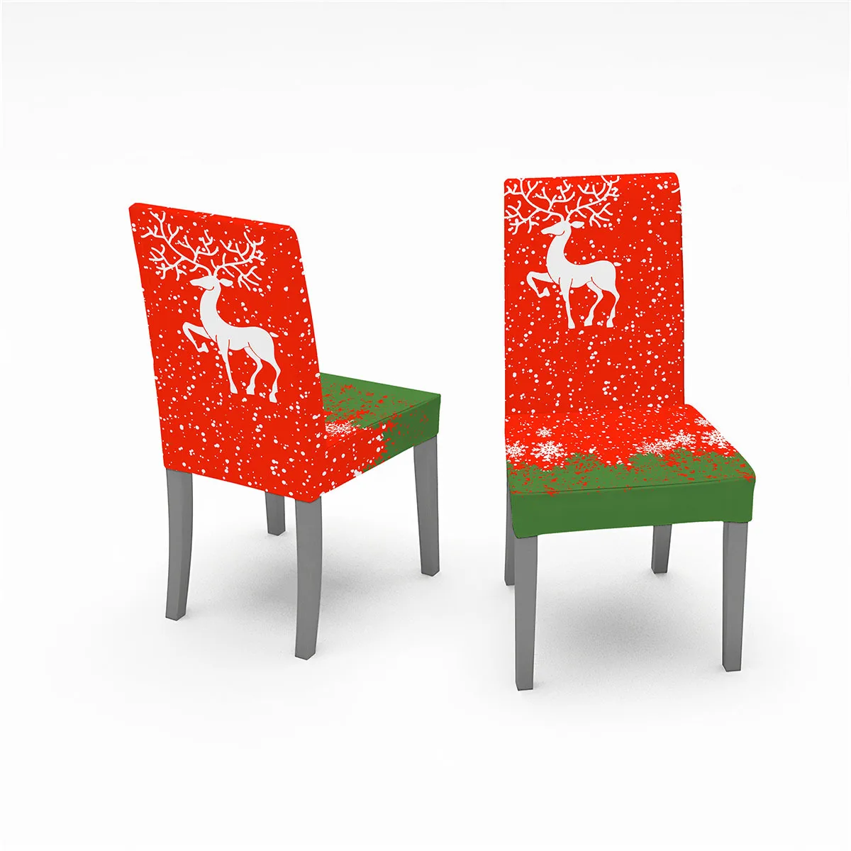 Housse de chaise de salle à manger, couvre-siège de cuisine amovible, élastique, extensible, motif de cerf et d'arbre imprimé, de noël, 4/6 pièces Housse de chaise de salle à manger, couvre-siège de cuisine amovible, élastique, extensible, motif de cerf et d'arbre imprimé, de noël, 4/6 pièces
