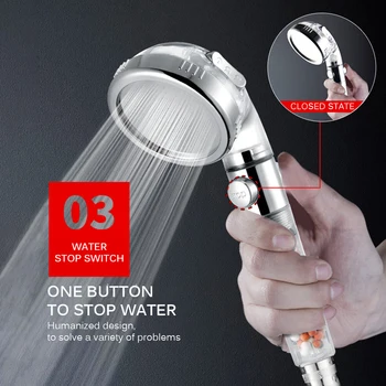 New Tourmaline Filter Balls Water Saving 3 Modes Adjustable SPA Shower Head Switch Button High Pressure Spry Shower
New Tourmaline Filter Balls Water Saving 3 Modes Adjustable SPA Shower Head Switch Button High Pressure Spry Shower