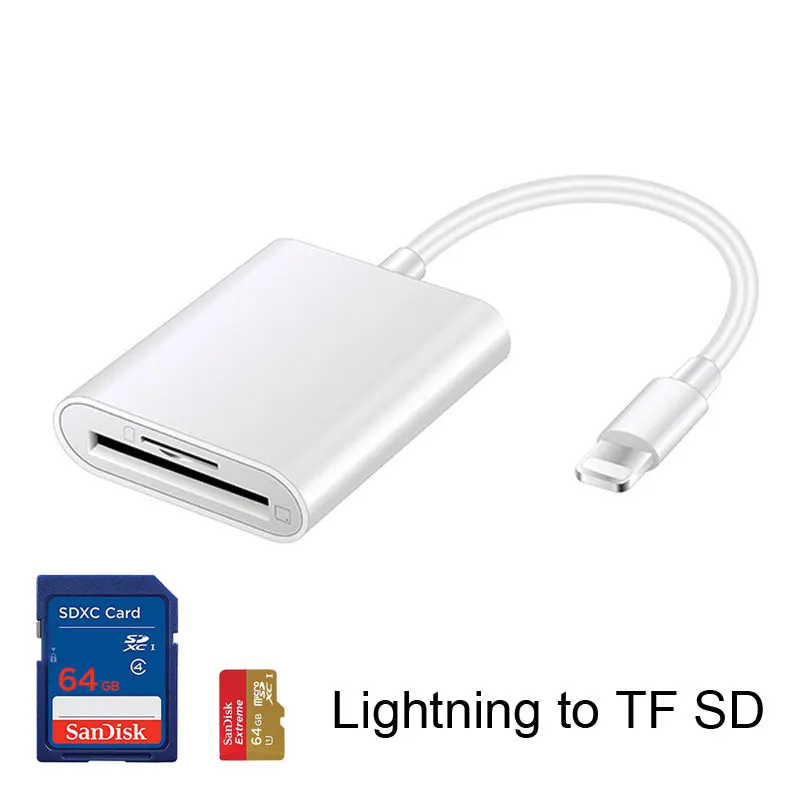 Mosible TF/SD кард ридер для iPhone iPad ОС ios USB кабель адаптера Lightning интерфейс OTG чтения