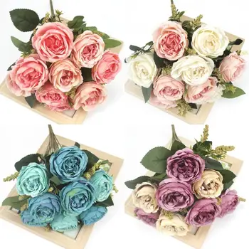 1 bunch of 9 artificial peony tea roses high quality silk DIY family garden party wedding decoration artificial flowers
1 bunch of 9 artificial peony tea roses high quality silk DIY family garden party wedding decoration artificial flowers