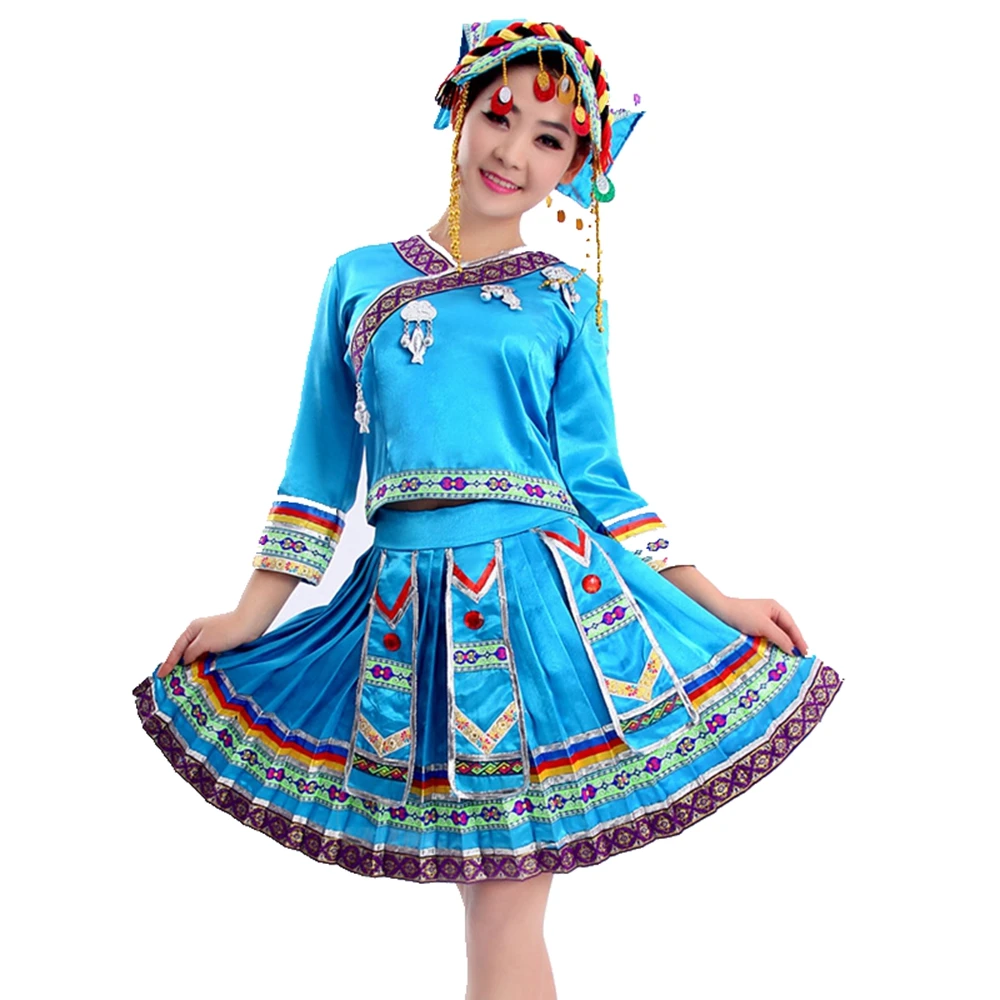 

Miao Clothing Hmong Dance Costume Pleated Skirt Chinese Traditional Chinese Dress With Headress Dropshipping