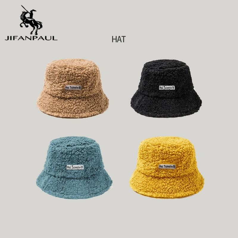 

JIFANPAUL Outdoor Sun Protection Fisherman Hats Foldable Bucket Hat Women Thick Woolen New Winter Autumn Cap Ladies Fashion Caps