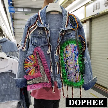 2020 Spring European New Industrial with Holes Diamond Applique Lace Jeans Coat Women's Short Denim Jacket Loose Cowboy Coats
2020 Spring European New Industrial with Holes Diamond Applique Lace Jeans Coat Women's Short Denim Jacket Loose Cowboy Coats