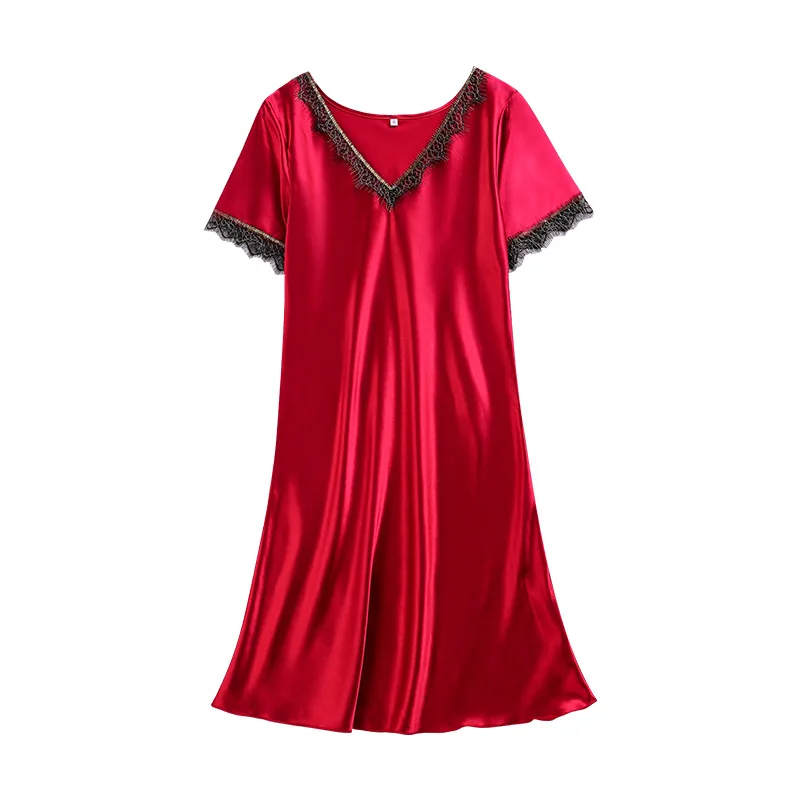 Spring and Summer Female Silk Ladies New Summer Short-sleeved Nightdress Women's Home
Spring and Summer Female Silk Ladies New Summer Short-sleeved Nightdress Women's Home