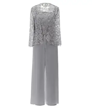 Light Grey Lace Chiffon Mother of the Groom Dress 3 Pieces Pants Suit Plus Size 2020 Long Sleeves Dress Wedding Guest Evening 
Light Grey Lace Chiffon Mother of the Groom Dress 3 Pieces Pants Suit Plus Size 2020 Long Sleeves Dress Wedding Guest Evening