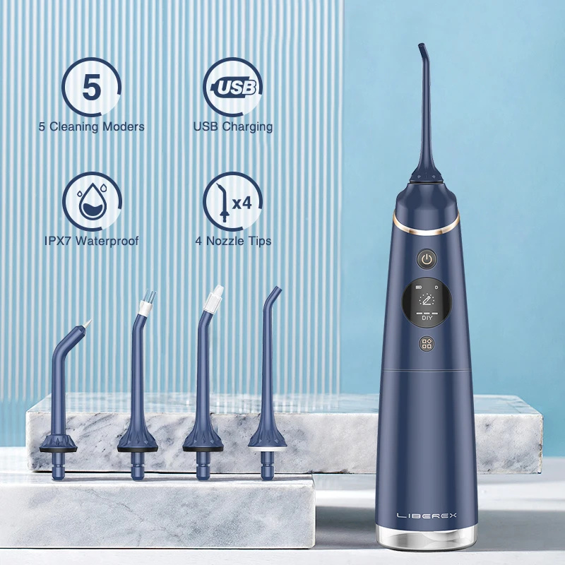 Liberex Cordless Water Flosser 4 Preprogrammed + 10 DIY Modes Oral Irrigator Digital Display 300ML Tank PortableTeeth Cleaner
Liberex Cordless Water Flosser 4 Preprogrammed + 10 DIY Modes Oral Irrigator Digital Display 300ML Tank PortableTeeth Cleaner