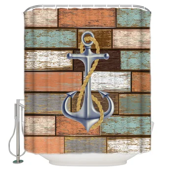 Anchor Old Wooden Board Texture Retro Bathroom Accessories Waterproof Bathroom Shower Curtain With Hook Accessory 
Anchor Old Wooden Board Texture Retro Bathroom Accessories Waterproof Bathroom Shower Curtain With Hook Accessory