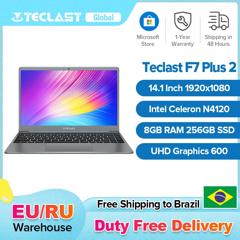 Ноутбук Teclast F7 Plus 2 14 1 дюйма 8 ГБ ОЗУ 256 Гб SSD Windows 10 Intel Celeron N4120 UHD Graphics 600 Mini-HDMI |