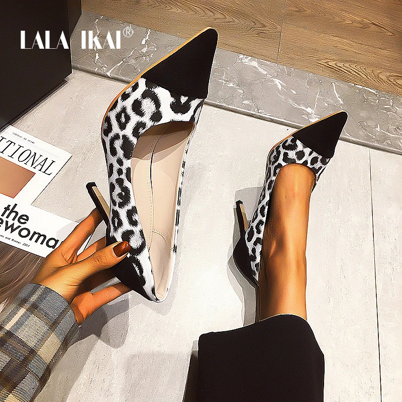 LALA IKAI/2020 женские туфли-лодочки с леопардовым принтом Женские туфли на высоком