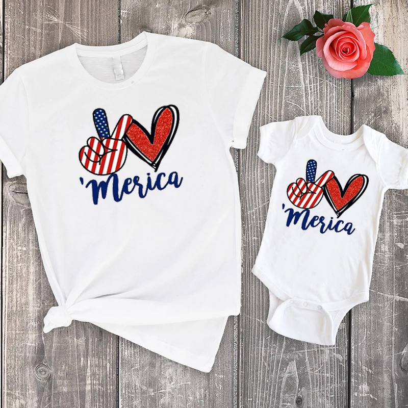 Рубашки с надписью Peace Love в американском стиле коллекция 2020 года | Мать и ребенок