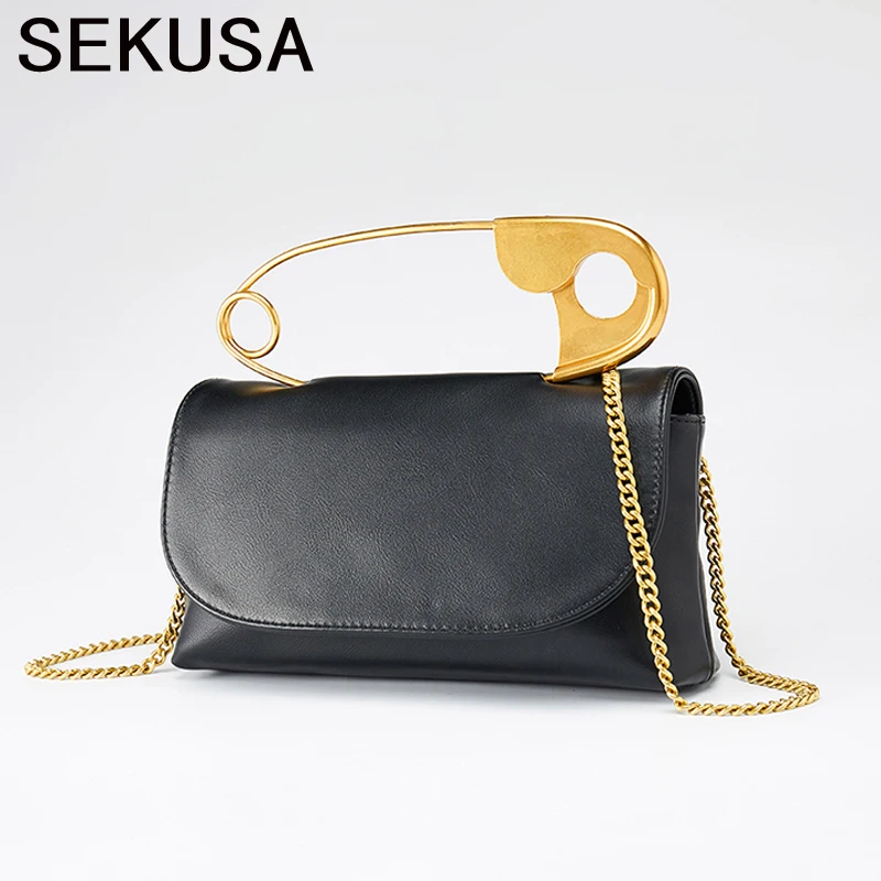 SEKUSA Designer Large Pin Soft Handbag 2020 New Korean Small Square Shoulder Messenger Bag Ladies Personality Chic Black Purse
SEKUSA Designer Large Pin Soft Handbag 2020 New Korean Small Square Shoulder Messenger Bag Ladies Personality Chic Black Purse