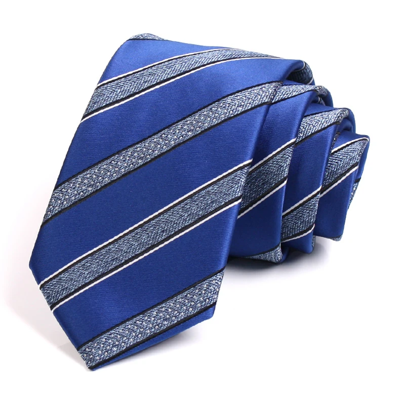 

Men's Business Work Necktie New Design High Quality Blue Striped 7CM Tie For Men Fashion Formal Neck Tie Gentleman Ties Gift Box