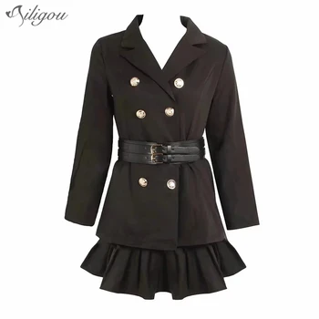 Ailigou 2020 OL Temperament Sexy Set V-neck Long Sleeve Button Belt Belt Jacket + Mini Pleated Skirt Sexy Celebrity Party Set
Ailigou 2020 OL Temperament Sexy Set V-neck Long Sleeve Button Belt Belt Jacket + Mini Pleated Skirt Sexy Celebrity Party Set