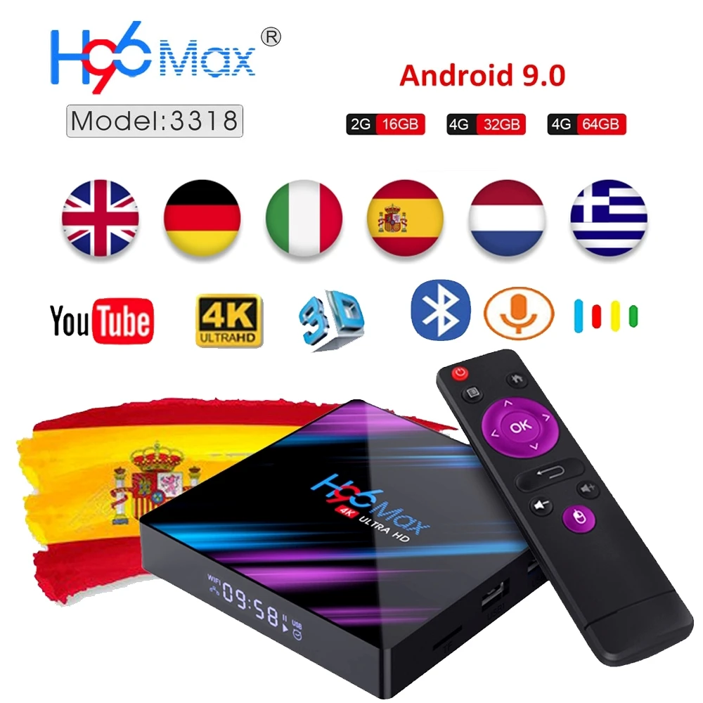 H96 MAX 4K HD 1080P Android TV Box RK3318 Android 9.0 Smart Set Top BOX RK3318 Quad Core Media player Support 3D youtube Google
H96 MAX 4K HD 1080P Android TV Box RK3318 Android 9.0 Smart Set Top BOX RK3318 Quad Core Media player Support 3D youtube Google
