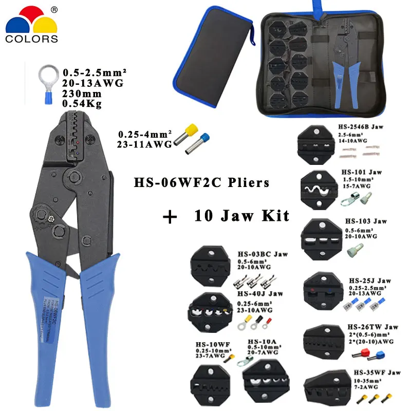 Crimping pliers HS-06WF2C Jaw for plug /tube/insulation/no insulation/crimping cap/coaxial cable terminals kit 230mm clamp tools
Crimping pliers HS-06WF2C Jaw for plug /tube/insulation/no insulation/crimping cap/coaxial cable terminals kit 230mm clamp tools