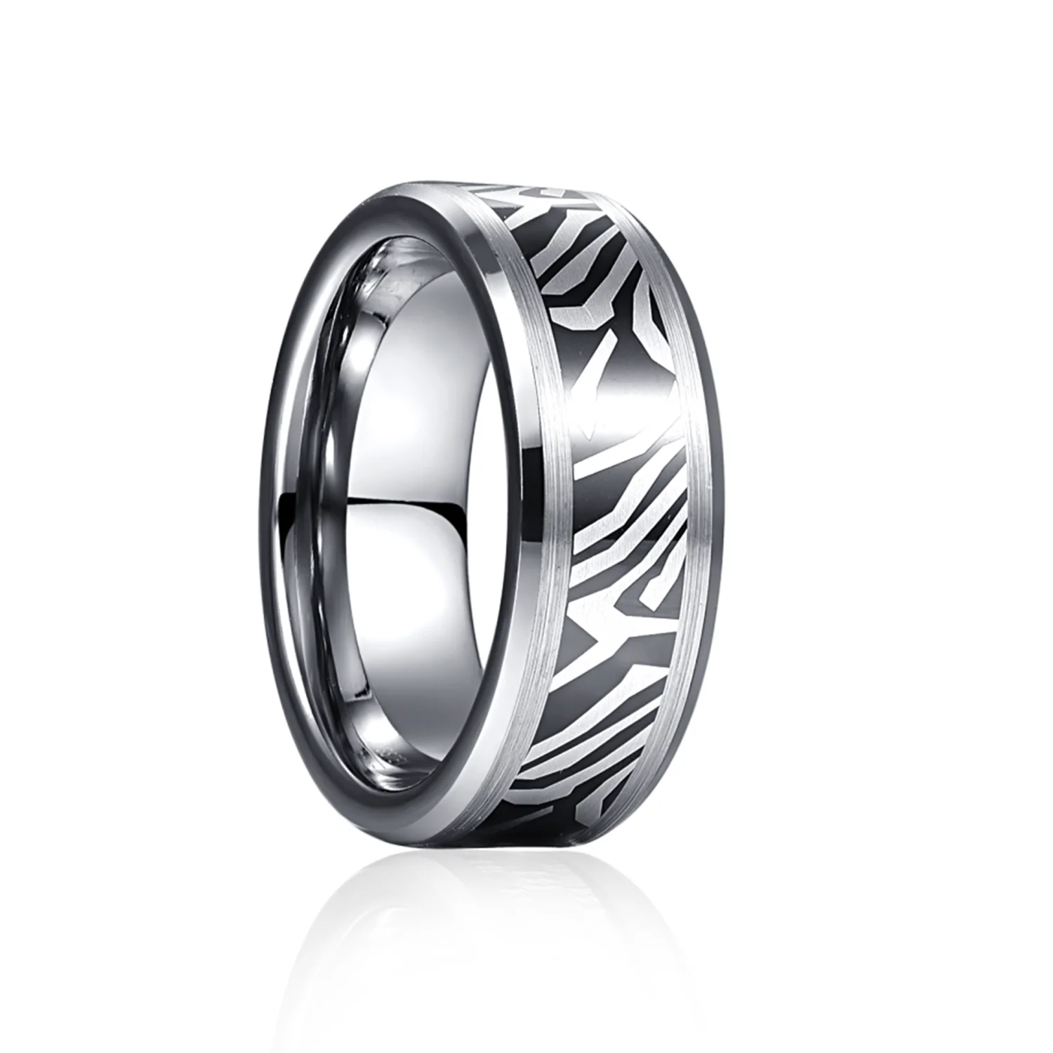 Фото Мужские кольца из углеродистой стали серебристого цвета 8 мм кольцо вольфрамовой