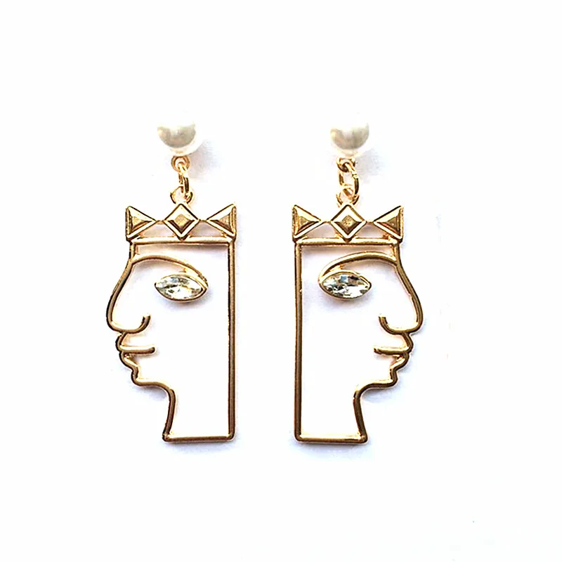 Fashion Accessories Metal Geometry Crystal Irregular Human Face Earrings Simulated Pearl Dangle Drop Earring For Women Girl
Fashion Accessories Metal Geometry Crystal Irregular Human Face Earrings Simulated Pearl Dangle Drop Earring For Women Girl