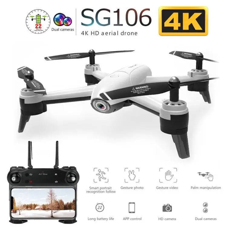 SG106 RC дроны 4K Двойная камера WiFi FPV вертолет 1080P HD Квадрокоптер самолет воздушная