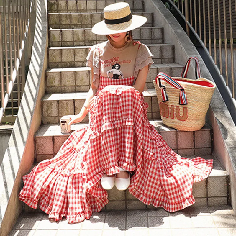 Cotton Linen Strap Dress Women Sleeveless Lace-up Plaid Print Dresses Summer Vintage Big Hem Korean Casual Loose Maxi Dress 2020
Cotton Linen Strap Dress Women Sleeveless Lace-up Plaid Print Dresses Summer Vintage Big Hem Korean Casual Loose Maxi Dress 2020