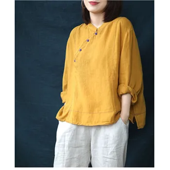 2020 new literary retro tops loose large size casual age reduction contrast color diagonal button stand collar cotton and line
2020 new literary retro tops loose large size casual age reduction contrast color diagonal button stand collar cotton and line