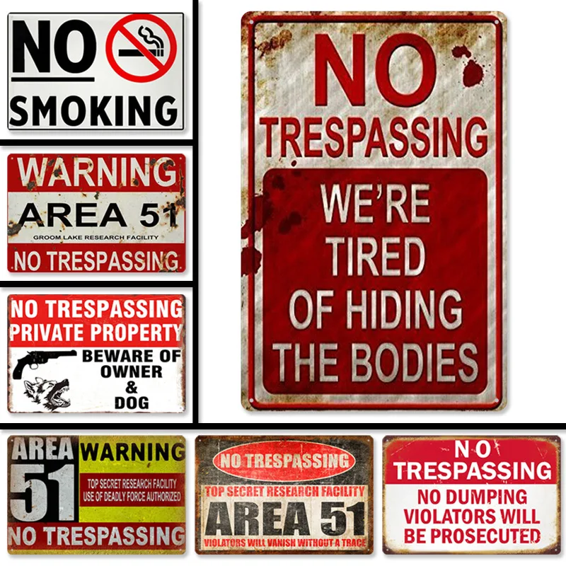 No Trespassing Sign Warning Metal Video Surveillance 20X30CM Wall Decor Yard Entry Signs | Дом и сад