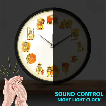 Fireman At Work Fire & Rescue Voice Control Wall Clock Comic Style Firefighter Team Quiet Sweep Quartz Watch LED Light Lamp
Fireman At Work Fire & Rescue Voice Control Wall Clock Comic Style Firefighter Team Quiet Sweep Quartz Watch LED Light Lamp