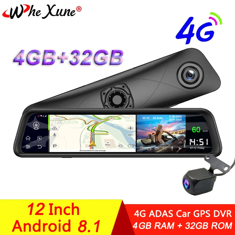 WHEXUNE 4G Wifi Car Dvr Camera Android 8.1 Dash Cam 12" Rearview Mirror Video Recorder Full HD 1080P with GPS Navigation ADAS
WHEXUNE 4G Wifi Car Dvr Camera Android 8.1 Dash Cam 12" Rearview Mirror Video Recorder Full HD 1080P with GPS Navigation ADAS