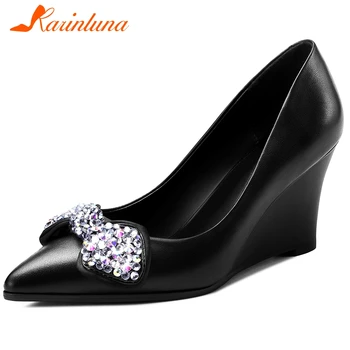Karinluna 2020 New Fashion Genuine Cow Leather Bling Shoes Woman Pumps Female Pointed Toe Slip-On Bowtie Party Pumps Women Shoes
Karinluna 2020 New Fashion Genuine Cow Leather Bling Shoes Woman Pumps Female Pointed Toe Slip-On Bowtie Party Pumps Women Shoes