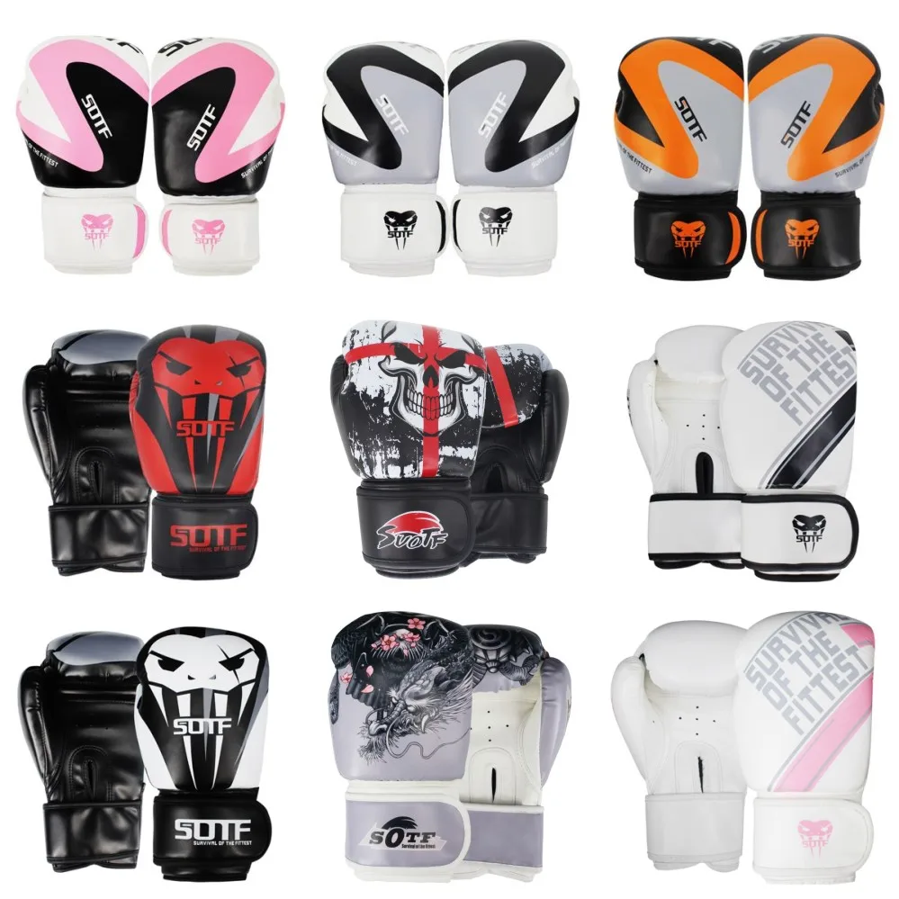 

SUOTF MMA fighting Boxing Sports Leather Gloves Tiger Muay Thai boxing pads fight Women/Men sanda boxe thai glove box Training