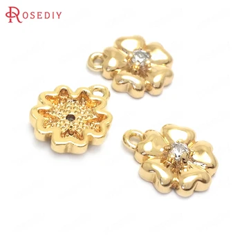 (37699)10PCS 11x9MM 24K Gold Color Brass and Zircon Flower Charms Pendants Jewelry Making Supplies Diy Findings Accessories 
(37699)10PCS 11x9MM 24K Gold Color Brass and Zircon Flower Charms Pendants Jewelry Making Supplies Diy Findings Accessories
