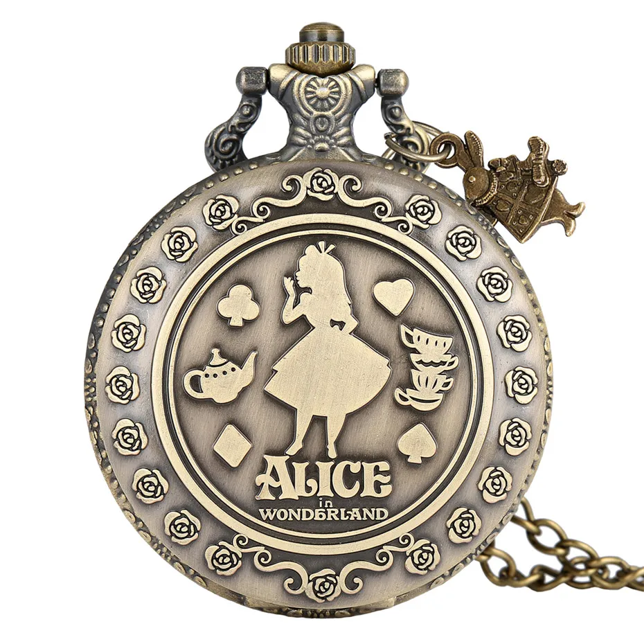 Hot Sale 2019 Bronze Alice In Wonderland Theme Quartz Pocket Watch Rabbit Pendant Accessory Necklace Watch For Lady Girls Kids
Hot Sale 2019 Bronze Alice In Wonderland Theme Quartz Pocket Watch Rabbit Pendant Accessory Necklace Watch For Lady Girls Kids