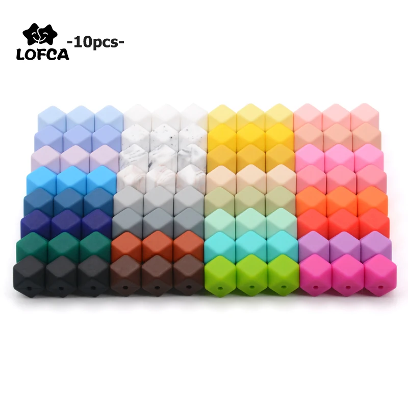 

LOFCA10pcs 14mm Mini Hexagon silicone beads Baby Teether BPA Free DIY Necklace Pacifier Chain Baby Teething Care Infant