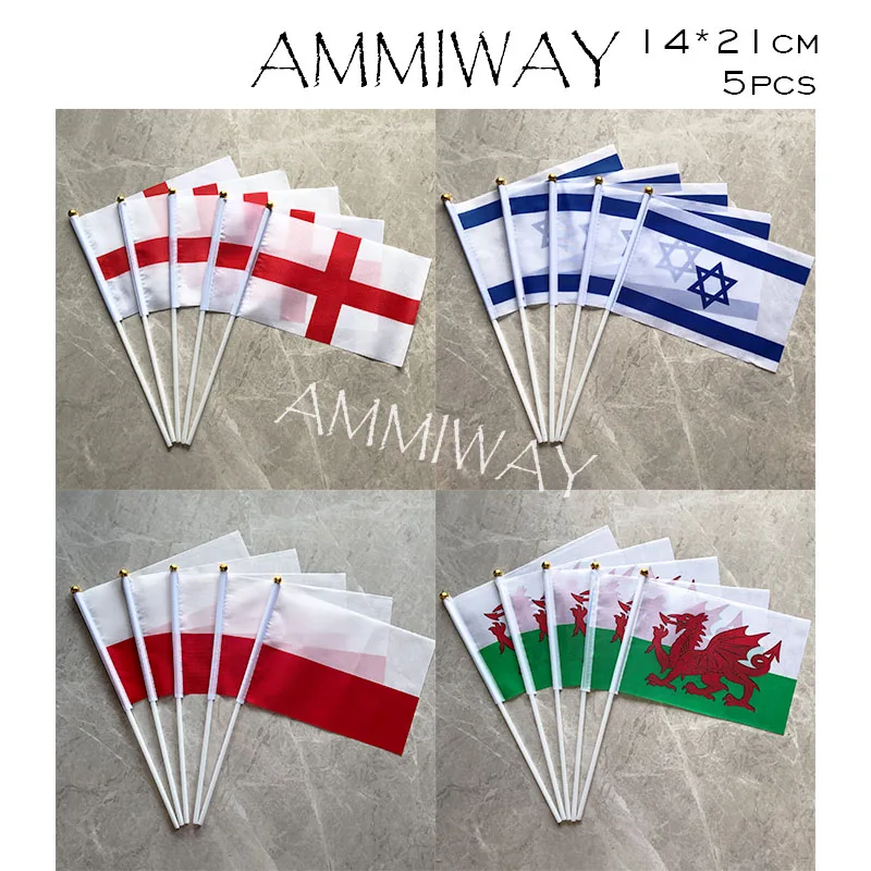 AMMIWAY 14x21 см 5 шт. Англия Уэльс ручной маленький флаг страны мира Израиль Польша