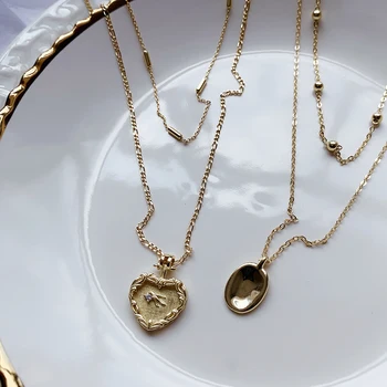 European S925 Sterling Silver 18K Gold-Plated Double-Layer Stacked Necklace Heart Irregular Oval Clavicle Chain Bulk Wholesale
European S925 Sterling Silver 18K Gold-Plated Double-Layer Stacked Necklace Heart Irregular Oval Clavicle Chain Bulk Wholesale